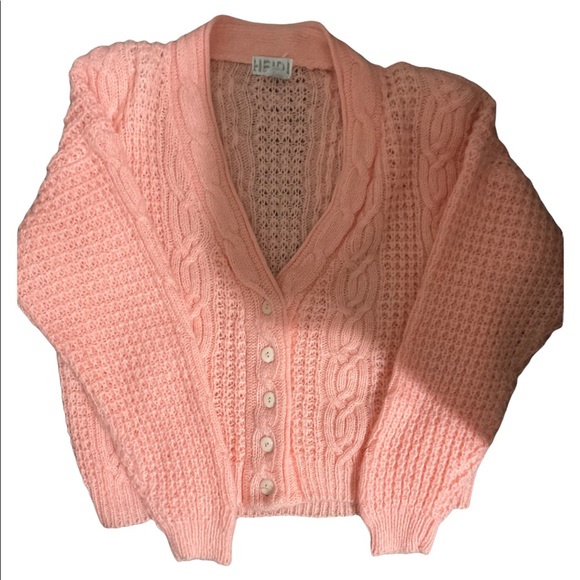 Vintage V-Neck Buttoned Cardigan Pink - Picture 3 of 11